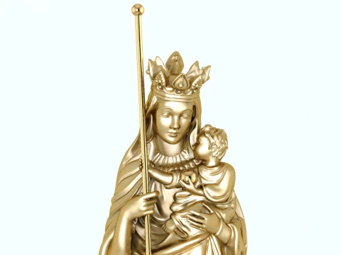 Virgin Mary and Child with Spear Statue - Holy Mother Defeating Beast Figurine 3D Print Model