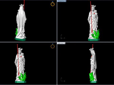 Virgin Mary and Child with Spear Statue - Holy Mother Defeating Beast Figurine 3D Print Model