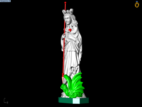 Virgin Mary and Child with Spear Statue - Holy Mother Defeating Beast Figurine 3D 打印模型