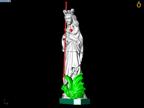 Virgin Mary and Child with Spear Statue - Holy Mother Defeating Beast Figurine 3D Print Model