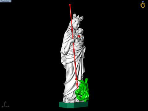 Virgin Mary and Child with Spear Statue - Holy Mother Defeating Beast Figurine 3D 打印模型