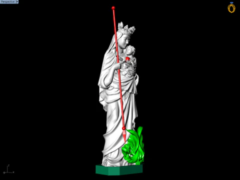 Virgin Mary and Child with Spear Statue - Holy Mother Defeating Beast Figurine 3D Print Model