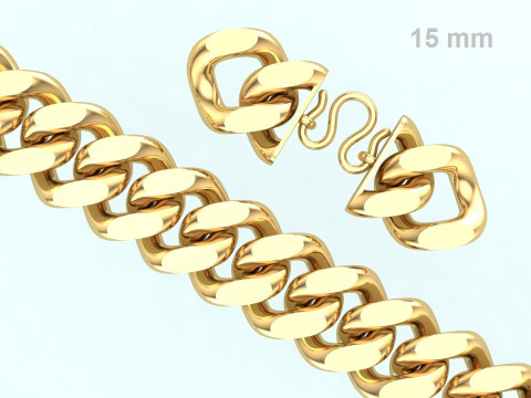 Cuban Link Bracelet for Men Hip Hop Jewelry -Stylish Mens Bracelet - 15mm 3D 打印模型