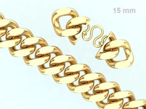 Cuban Link Bracelet for Men Hip Hop Jewelry -Stylish Mens Bracelet - 15mm 3D Print Model