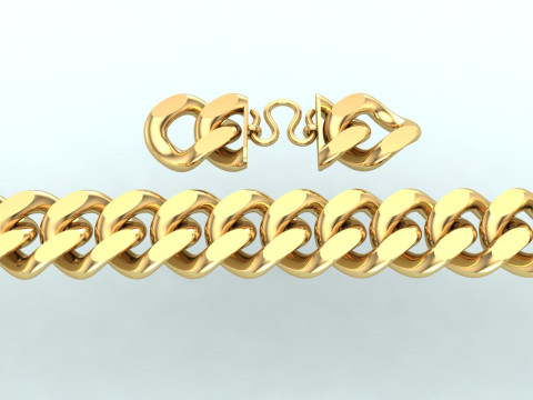 Cuban Link Bracelet for Men Hip Hop Jewelry -Stylish Mens Bracelet - 15mm 3D Print Model