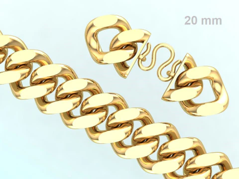 Bracelet cubain - Bracelet &agrave; maillons cubains - Bijoux Hip Hop - 20mm Modèles 3D en vedette