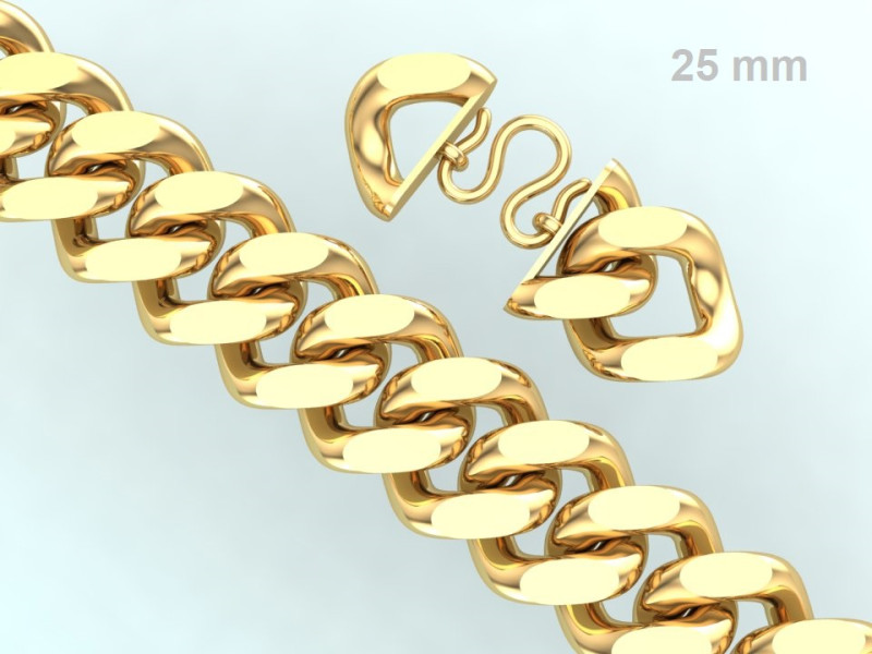 Cuban Bracelet - Cuban Link Bracelet - Hip Hop Jewelry - 25mm 3D printmodel .c4d .max .obj .3ds .fbx .stl .blend