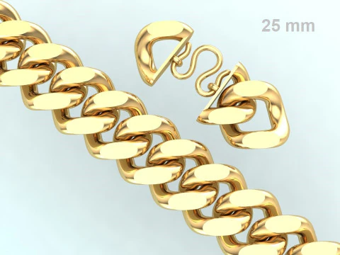 Bracelet cubain - Bracelet &agrave; maillons cubains - Bijoux Hip Hop - 25mm Modèles 3D en vedette