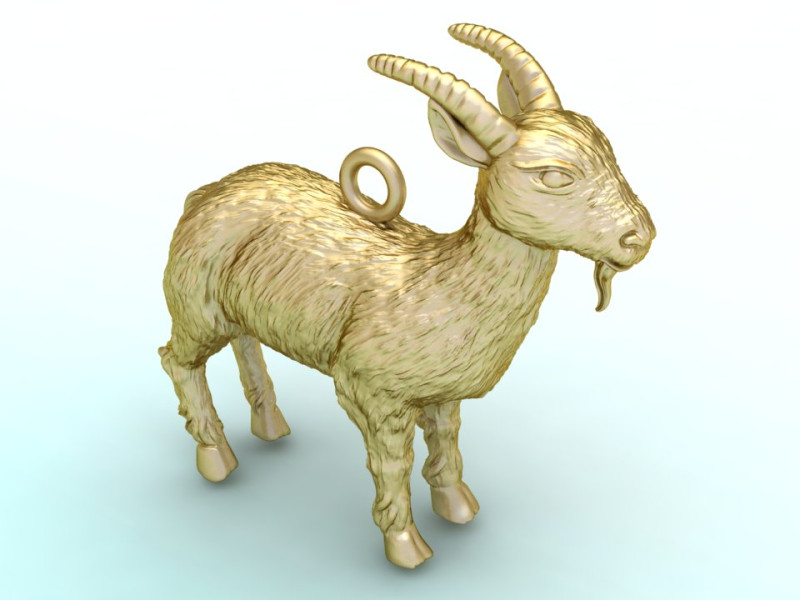 Goat Pendant Lucky Animal Jewelry Necklace - N935907 3D Print Model .c4d .max .obj .3ds .fbx .stl .blend