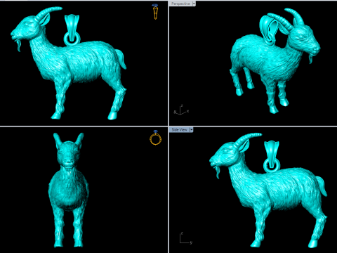 Collier avec pendentif en forme de chèvre, bijoux en forme d'animal porte-bonheur, N935907 Modèles 3D en vedette