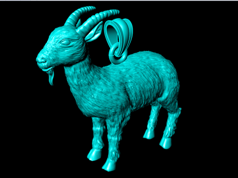 Collier avec pendentif en forme de chèvre, bijoux en forme d'animal porte-bonheur, N935907 Modèles 3D en vedette