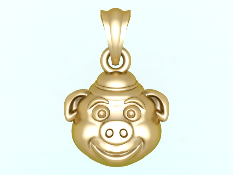Pig pendant - Pig head pendant - N542 3Dプリントモデル .c4d .max .obj .3ds .fbx .stl .blend 