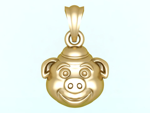Pig pendant - Pig head pendant - N542 3D Print Model