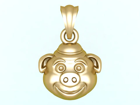 Ciondolo maiale - Ciondolo testa di maiale - N542 Modello di stampa 3D