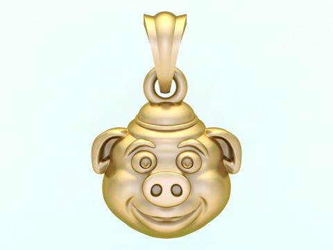 Pig pendant - Pig head pendant - N542 3Dプリントモデル