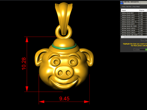 Pig pendant - Pig head pendant - N542 3Dプリントモデル