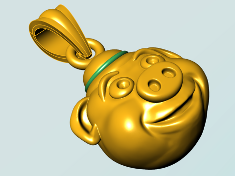 Pig pendant - Pig head pendant - N542 3Dプリントモデル
