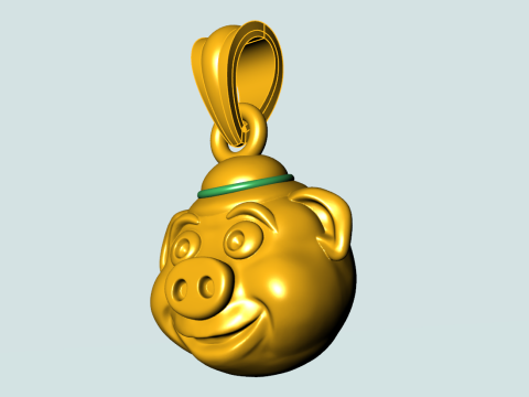 Pig pendant - Pig head pendant - N542 3Dプリントモデル