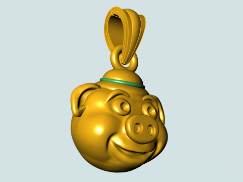 Pig pendant - Pig head pendant - N542 3Dプリントモデル