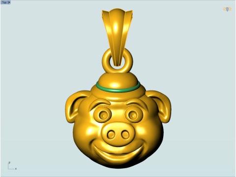 Pig pendant - Pig head pendant - N542 3Dプリントモデル