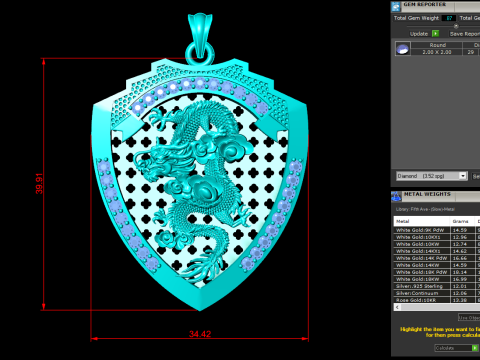 Dragon pendant - Mens pendant - N33 3D Druckmodell