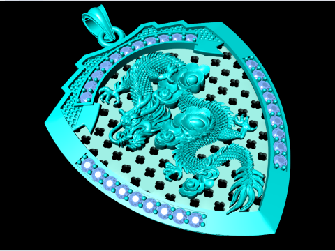 Dragon pendant - Mens pendant - N33 3D Druckmodell