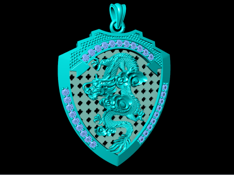 Dragon pendant - Mens pendant - N33 3D Druckmodell