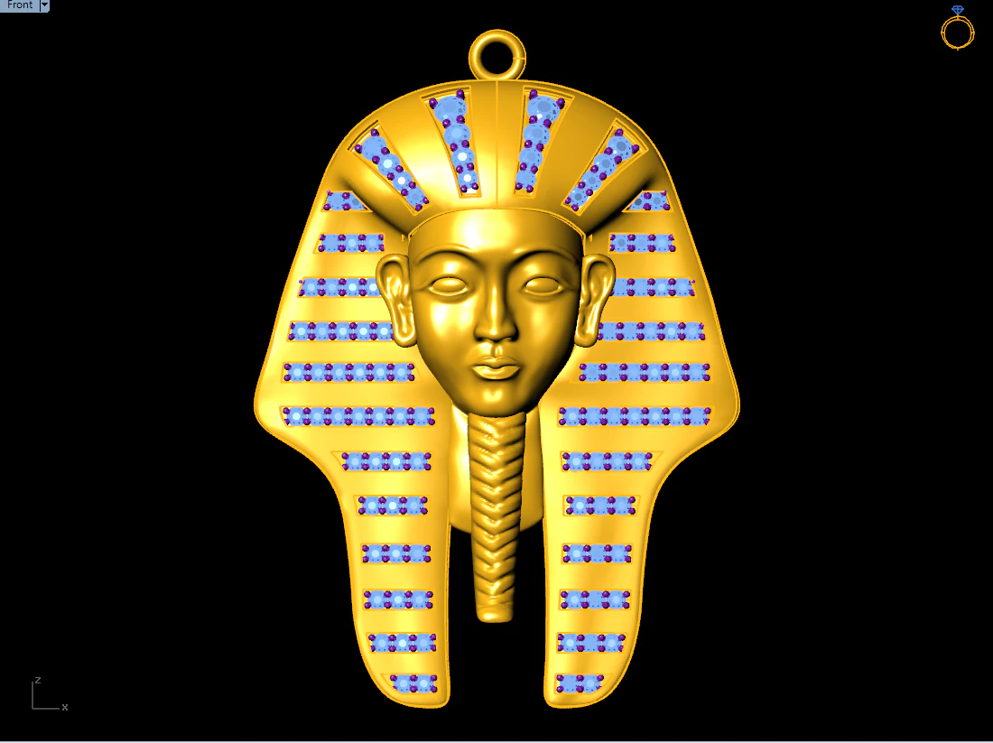 Pharaoh Pendant - Egyptian Pharaoh Necklace - N945727 3D Print Model .c4d .max .obj .3ds .fbx .stl .blend