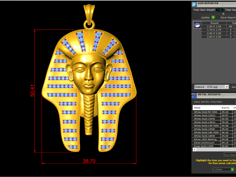 Pharaoh Pendant - Egyptian Pharaoh Necklace - N945727 Modelo de impresión 3D