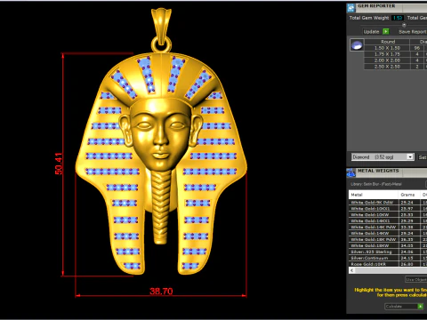 Pharaoh Pendant - Egyptian Pharaoh Necklace - N945727 3D Print Model