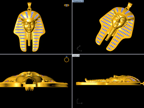 Pharaoh Pendant - Egyptian Pharaoh Necklace - N945727 3D Print Model