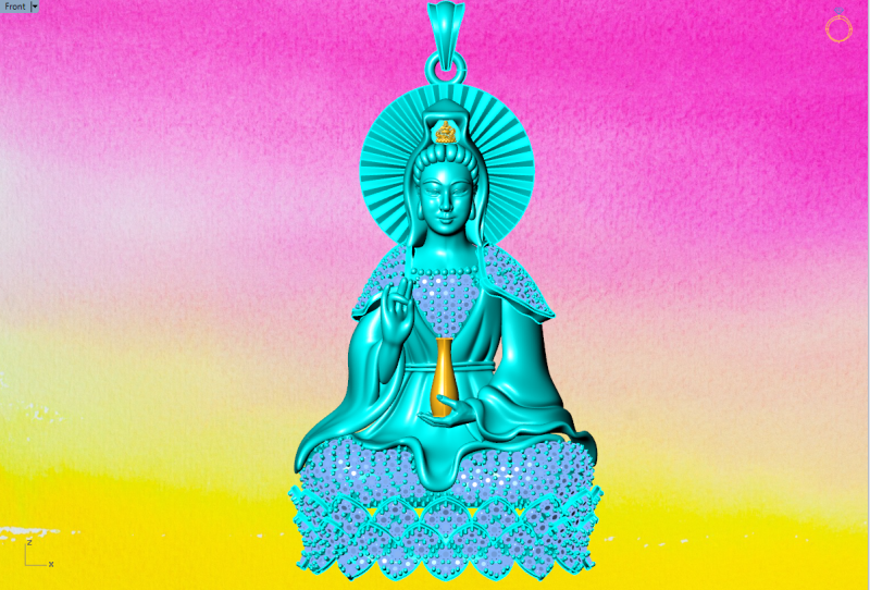 Guan Yin Pendant Necklace - Bodhisattva Goddess of Mercy Jewelry - N945033 Model Cetak 3D .c4d .max .obj .3ds .fbx .stl .blend