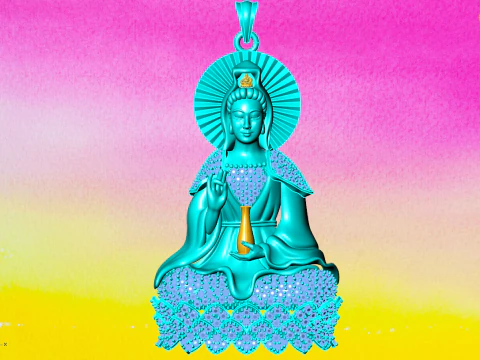 Colar com pingente Guan Yin - Joias Bodhisattva Deusa da Miseric&oacute;rdia - N945033 Modelo de Impressão 3D