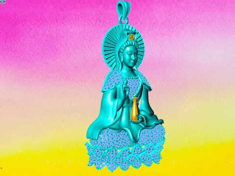 Guan Yin Pendant Necklace - Bodhisattva Goddess of Mercy Jewelry - N945033 3D Принт Модель