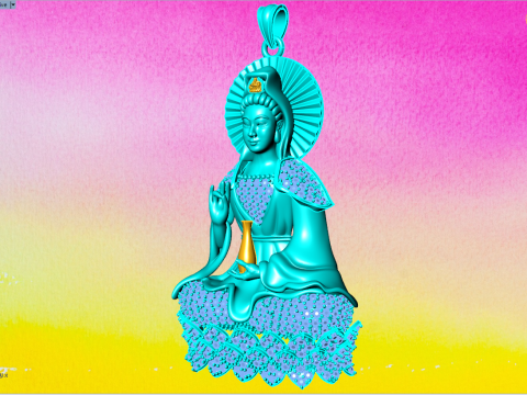 Guan Yin Pendant Necklace - Bodhisattva Goddess of Mercy Jewelry - N945033 3D Принт Модель
