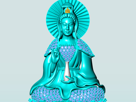 Guan Yin Pendant Necklace - Bodhisattva Goddess of Mercy Jewelry - N945033 3D Принт Модель