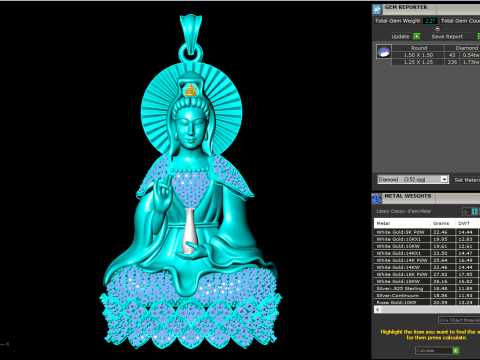 Guan Yin Pendant Necklace - Bodhisattva Goddess of Mercy Jewelry - N945033 3D Принт Модель