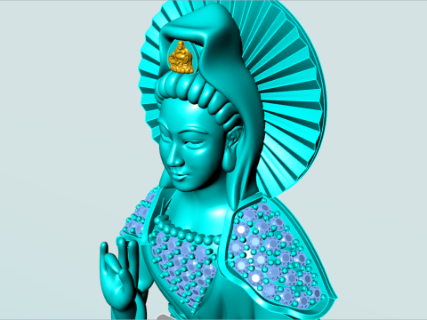 Guan Yin Pendant Necklace - Bodhisattva Goddess of Mercy Jewelry - N945033 3D Принт Модель