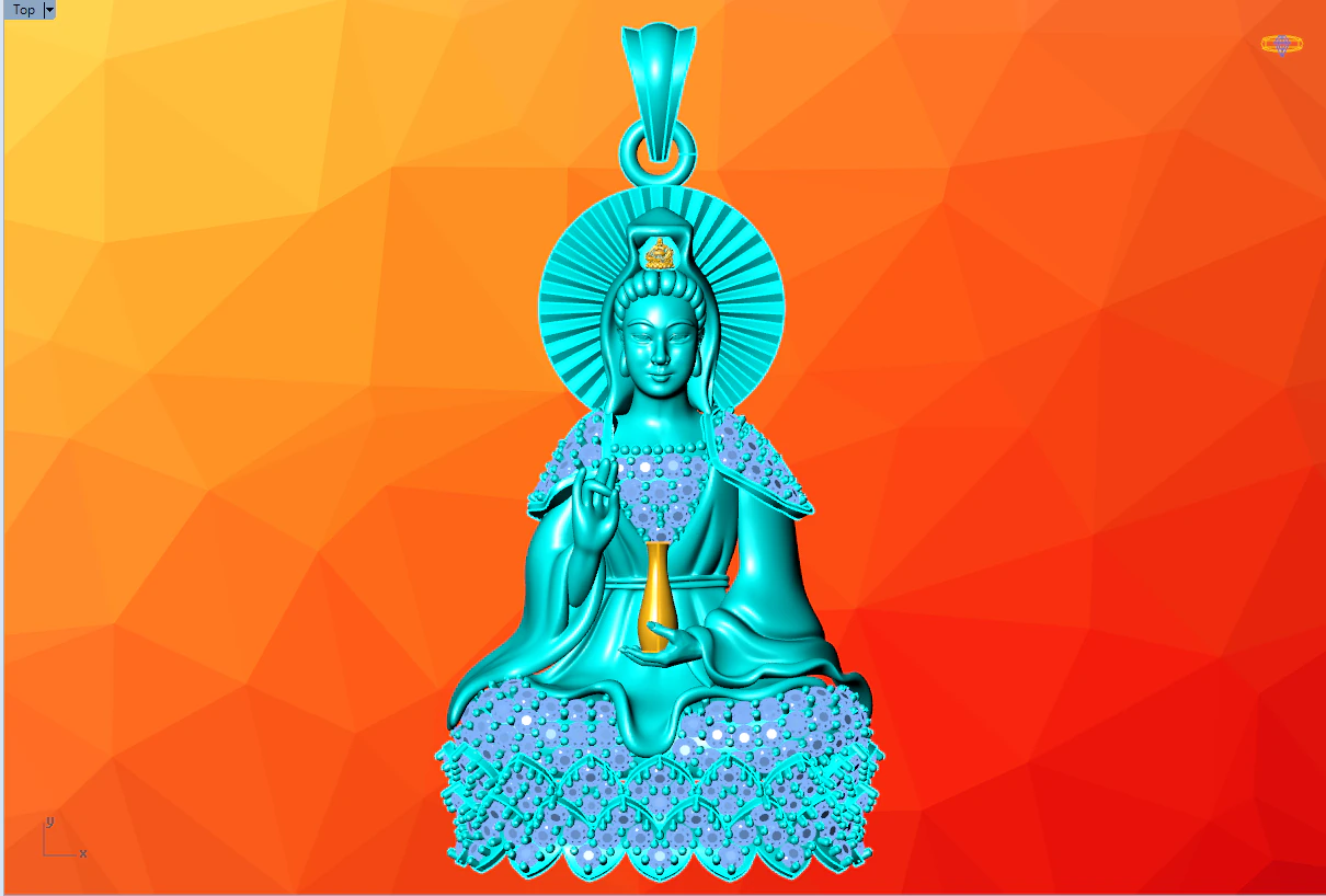 Guan Yin Pendant Necklace - Bodhisattva Goddess of Mercy Jewelry - N945125 3D Print Model .c4d .max .obj .3ds .fbx .stl .blend 