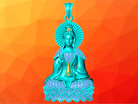 Colar com pingente Guan Yin - Joias Bodhisattva Deusa da Miseric&oacute;rdia - N945125 Modelo de Impressão 3D