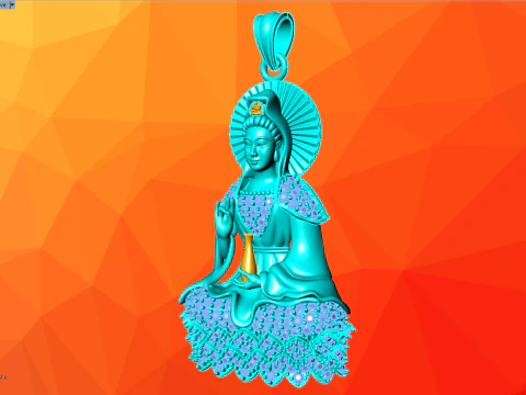 Guan Yin Pendant Necklace - Bodhisattva Goddess of Mercy Jewelry - N945125 3D Print Model
