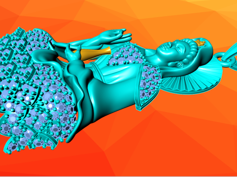 Guan Yin Kolye Kolye - Bodhisattva Merhamet Tanrıçası Takı - N945125 3D Baskı Modeli