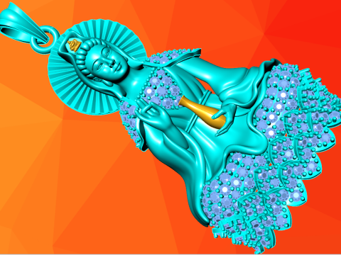 Guan Yin Kolye Kolye - Bodhisattva Merhamet Tanrıçası Takı - N945125 3D Baskı Modeli