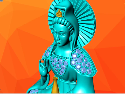 Guan Yin Pendant Necklace - Bodhisattva Goddess of Mercy Jewelry - N945125 3D Print Model