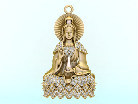 Guan Yin Kolye Kolye - Bodhisattva Merhamet Tanrıçası Takı - N945125 3D Baskı Modeli