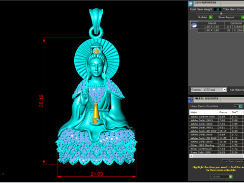 Guan Yin Kolye Kolye - Bodhisattva Merhamet Tanrıçası Takı - N945125 3D Baskı Modeli