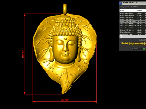Amitabha Buddha Bodhi Pendant Adida Buddha Necklace Jewelry - N945142 3D Print Model