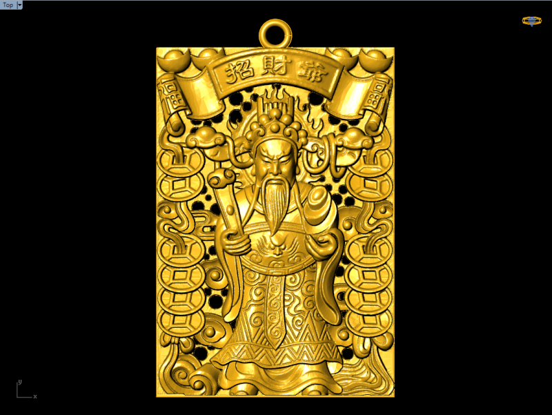 Caishen Pendant - God of Wealth Necklace - Amulet Feng Shui Jewelry - N954955 3D Принт Модель .c4d .max .obj .3ds .fbx .stl .blend 
