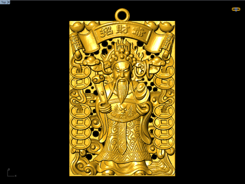 Caishen Pendant - God of Wealth Necklace - Amulet Feng Shui Jewelry - N954955 Modello di stampa 3D
