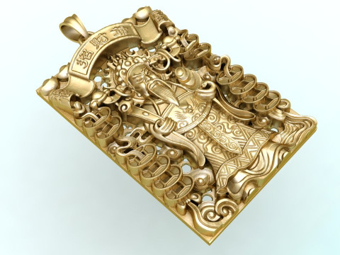 Caishen Pendant - God of Wealth Necklace - Amulet Feng Shui Jewelry - N954955 3D Принт Модель